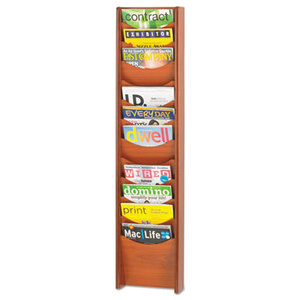 Safco Products 4331CY Solid Wood Wall-Mount Literature Display Rack, 11-1/4 x 3-3/4 x 48-3/4, Cherry by SAFCO PRODUCTS