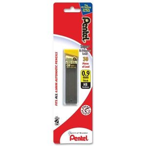 Hi-Polymer Lead, .9mm HB, 30 Count, Black by Pentel