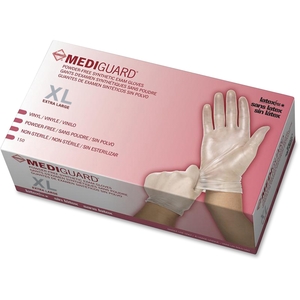 Medline Industries, Inc 6MSV514 Vinyl Exam Gloves, Powder Free, X-Large, 10/Bx, Clear by Medline