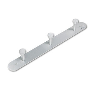 Safco Products 4201 Nail Head Wall Coat Rack, Three Hooks, Metal, 18w x 2-3/4d x 2h, Satin Aluminum by SAFCO PRODUCTS