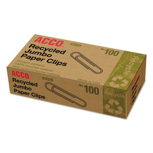 ACCO Brands Corporation A7072525 Recycled Paper Clips, Jumbo, 100/Box, 10 Boxes/Pack by ACCO BRANDS, INC.