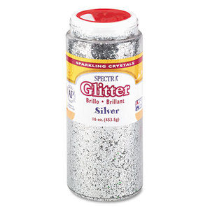 PACON CORPORATION 91710 Spectra Glitter, .04 Hexagon Crystals, Silver, 16 oz Shaker-Top Jar by PACON CORPORATION