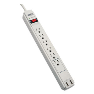 Tripp Lite TLP606USB Protect It! Surge Suppressor, 6 Outlets, 6 ft Cord, 990 Joules, Cool Gray by TRIPPLITE