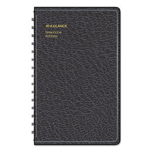 AT-A-GLANCE 80-011-05 Telephone/Address Book, 4-7/8 x 8, Black by AT-A-GLANCE