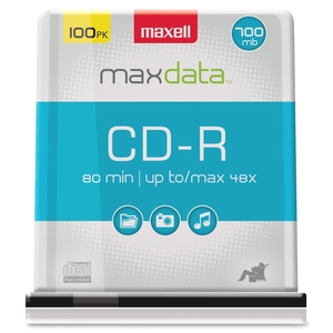 Maxell 648200 CD-R, 80 Min/700MB, 48X, Branded, 100/PK by Maxell