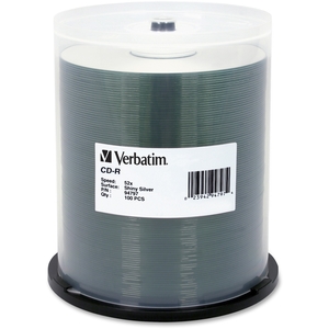 Verbatim America, LLC 94797 CD-R, 52X Speed, 700MB/80Min, Shiny Silver, 100/PK by Verbatim