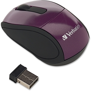 Wireless Mini Travel Mouse, 2"x3"x1-1/4", Purple by Verbatim