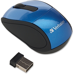 Wireless Mini Travel Mouse, 2"x3"x1-1/4", Blue by Verbatim