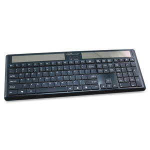 Wireless Solar Keyboard, 16-1/8"x6"x7/8", Black by Compucessory