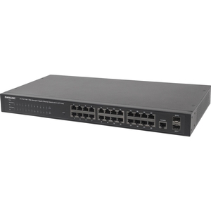 Intellinet Network Solutions 560559 24 Port Desktop Switch, 2 SFP, 19" Mount, Black by Intellinet