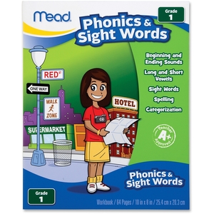 ACCO Brands Corporation 48128 Phonics and Sight Words, Grade 1, 64 Pages, Assorted by Mead