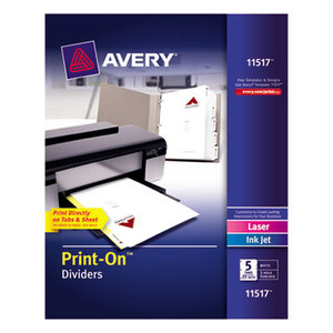 Avery 11517 Customizable Print-On Dividers, 5-Tab, Letter, 5 Sets by AVERY-DENNISON