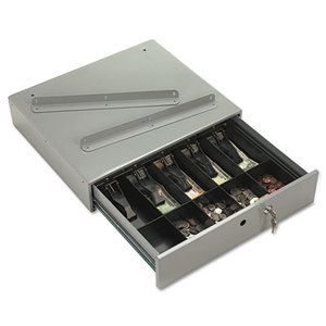 Steel Cash Drawer w/Alarm Bell & 10 Compartments, Key Lock, Stone Gray by PM COMPANY