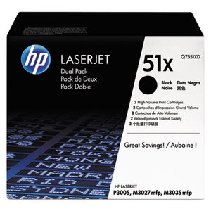 Hewlett-Packard Q7551XD HP 51X, (Q7551X-D) 2-pack High Yield Black Original LaserJet Toner Cartridges by HEWLETT PACKARD SUPPLIES