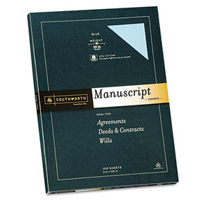 Southworth Company, Agawam, MA 41SM 25% Cotton  Manuscript Covers, Blue, 30 lbs., Wove, 9 x 12-1/2,  100/Box by SOUTHWORTH CO.