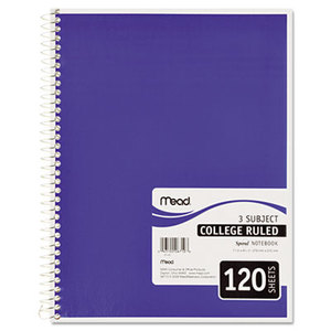 MeadWestvaco 06710 Spiral Bound Notebook, College Rule, 8 1/2 x 11, White, 120 Sheets by MEAD PRODUCTS