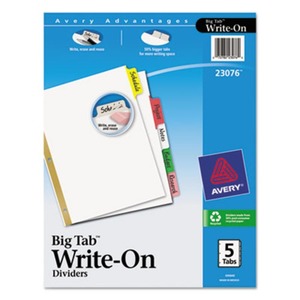 Avery 23076 Write & Erase Big Tab Paper Dividers, 5-Tab, Letter by AVERY-DENNISON