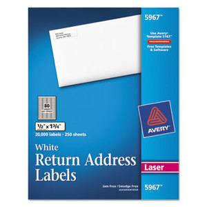 Avery 5967 Shipping Labels with TrueBlock Technology, 1/2 x 1 3/4, White, 20000/Box by AVERY-DENNISON
