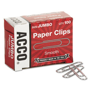 ACCO Brands Corporation A7072580G Smooth Economy Paper Clip, Steel Wire, Jumbo, Silver, 100/Box, 10 Boxes/Pack by ACCO BRANDS, INC.