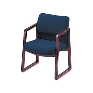 HON COMPANY 2403NAB90 2400 Series Guest Arm Chair, Mahogany Finish, Blue Fabric by HON COMPANY