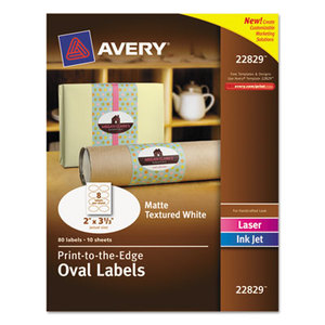 Avery 22829 Oval Print-to-the-Edge Labels, White, 2 x 3 1/3, 80/Pack by AVERY-DENNISON