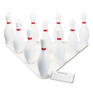 CHAMPION SPORTS BPSET Bowling Set, Plastic/Rubber, White, 1 Ball/10 Pins/Set by CHAMPION SPORT