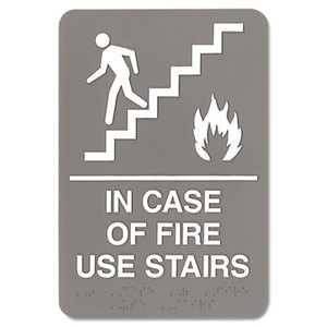 U.S. Stamp & Sign 5400 ADA Sign, 6 x 9, In Case of Fire Use Stairs, Gray by U. S. STAMP & SIGN