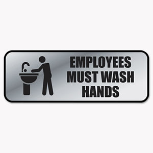 Consolidated Stamp Manufacturing Company 098205 Brushed Metal Office Sign, Employees Must Wash Hands, 9 x 3, Silver by CONSOLIDATED STAMP