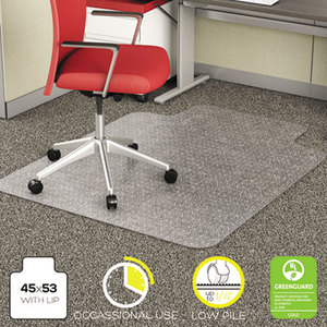 EconoMat Occassional Use Chair Mat for Low Pile, 45 x 53 w/Lip, Clear by DEFLECTO CORPORATION