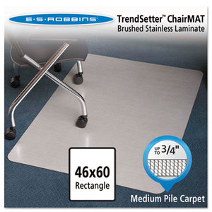 Stainless 60x46 Rectangle Chair Mat, Design Series for Carpet up to 3/4" by E.S. ROBBINS