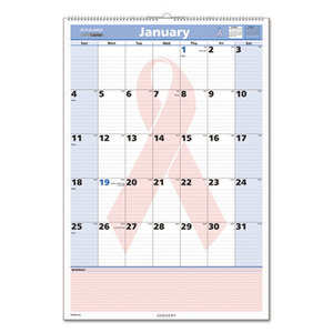 AT-A-GLANCE PMPN5428 Quicknotes Breast Cancer Awareness Monthly Wall Calendar, 15 1/2 x 22 3/4, 2016 by AT-A-GLANCE