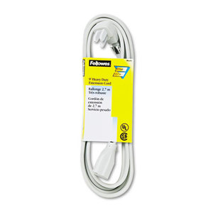 Indoor Heavy-Duty Extension Cord, 3-Prong Plug, 1-Outlet, 9ft Length, Gray by FELLOWES MFG. CO.