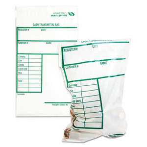 QUALITY PARK PRODUCTS 45220 Cash Transmittal Bags w/Printed Info Block, 6 x 9, Clear, 100 Bags/Pack by QUALITY PARK PRODUCTS