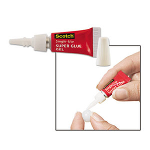 Single Use Super Glue, 1/2 Gram Tube, No-Run Gel, 4/Pack by 3M/COMMERCIAL TAPE DIV.