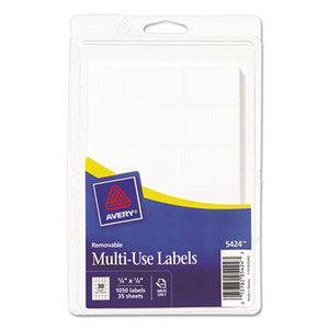 Avery 05424 Removable Multi-Use Labels, Handwrite Only, 5/8 x 7/8, White, 1000/PK by AVERY-DENNISON