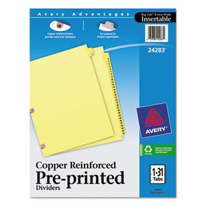 Avery 24283 Preprinted Laminated Tab Dividers w/Copper Reinforced Holes, 31-Tab, Letter by AVERY-DENNISON