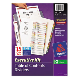 Avery 11279 Ready Index Customizable Executive Table of Contents, Asst Dividers, 15-Tab, Ltr by AVERY-DENNISON