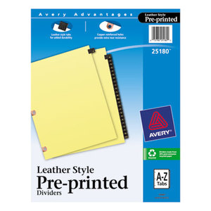 Avery 25180 Preprinted Black Leather Tab Dividers w/Copper Reinforced Holes, 25-Tab, Letter by AVERY-DENNISON