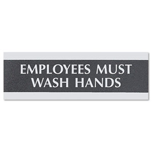 Century Series Office Sign, Employees Must Wash Hands, 9 x 3 by U. S. STAMP & SIGN