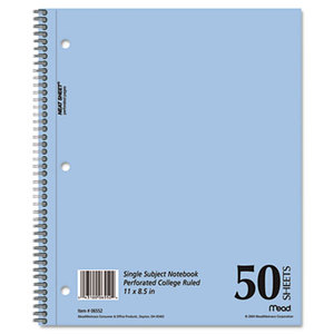 DuraPress Cover Notebook, College Rule, 8 1/2 x 11, White, 50 Sheets by MEAD PRODUCTS
