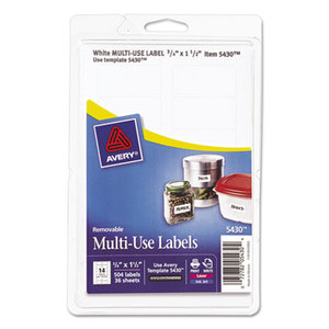 Avery 05430 Removable Multi-Use Labels, 3/4 x 1 1/2, White, 504/Pack by AVERY-DENNISON