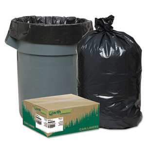Recycled Can Liners, 55-60gal, 1.65mil, 38 x 58, Black, 100/Carton by WEBSTER INDUSTRIES