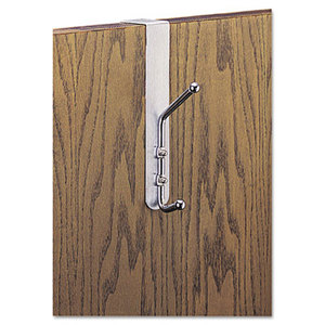 Over-The-Door Double Coat Hook, Chrome-Plated Steel, Satin Aluminum Base by SAFCO PRODUCTS