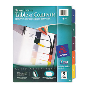 Ready Index Customizable Table of Contents Plastic Dividers, 5-Tab, Letter by AVERY-DENNISON