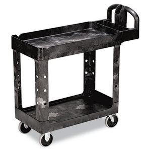 RUBBERMAID COMMERCIAL PROD. FG450088BLA Heavy-Duty Utility Cart, Two-Shelf, 17-1/8w x 38-1/2d x 38-7/8h, Black by RUBBERMAID COMMERCIAL PROD.