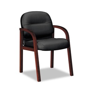 HON COMPANY 2194NSR11 2190 Pillow-Soft Wood Series Guest Arm Chair, Mahogany/Black Leather by HON COMPANY