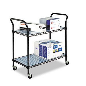 Safco Products 5337BL Wire Utility Cart, Two-Shelf, 43-3/4w x 19-1/4d x 40-1/2h, Black by SAFCO PRODUCTS