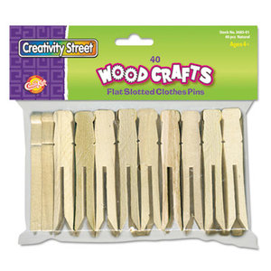 Flat Wood Slotted Clothespins, 3 3/4 Length, 40 Clothespins/Pack by THE CHENILLE KRAFT COMPANY