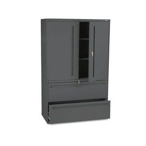 700 Series Lateral File w/Storage Cabinet, 42w x 19-1/4d, Charcoal by HON COMPANY