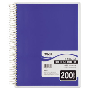 Spiral Bound Notebook, College Rule, 8 1/2 x 11, White, 200 Sheets by MEAD PRODUCTS